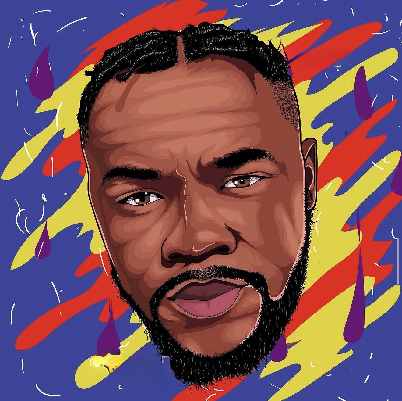 Colourful digital portrait commission of a man by Immanuel Obani