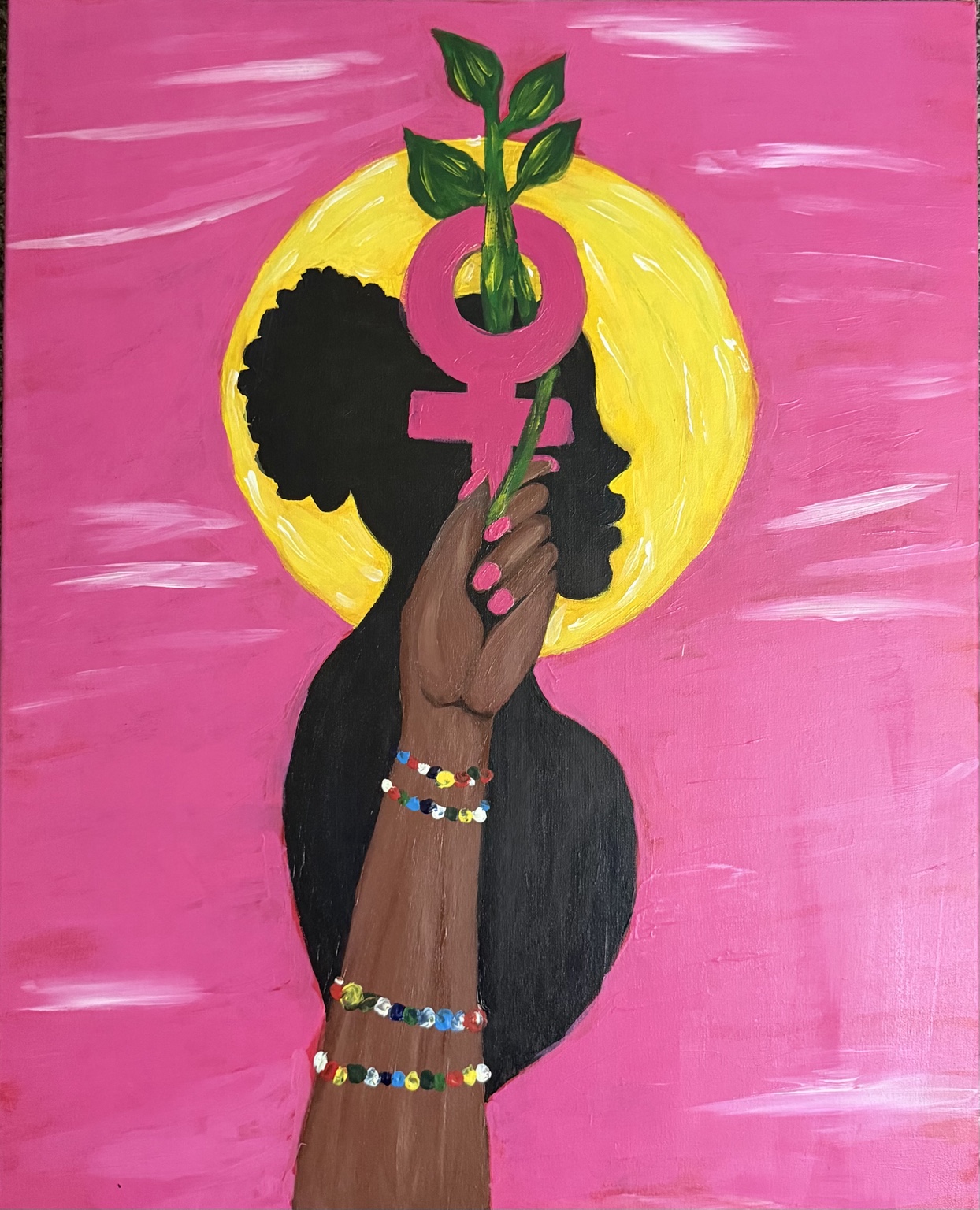 Rooted in Her, acrylic on canvas by Immanuel Obani, shown in full