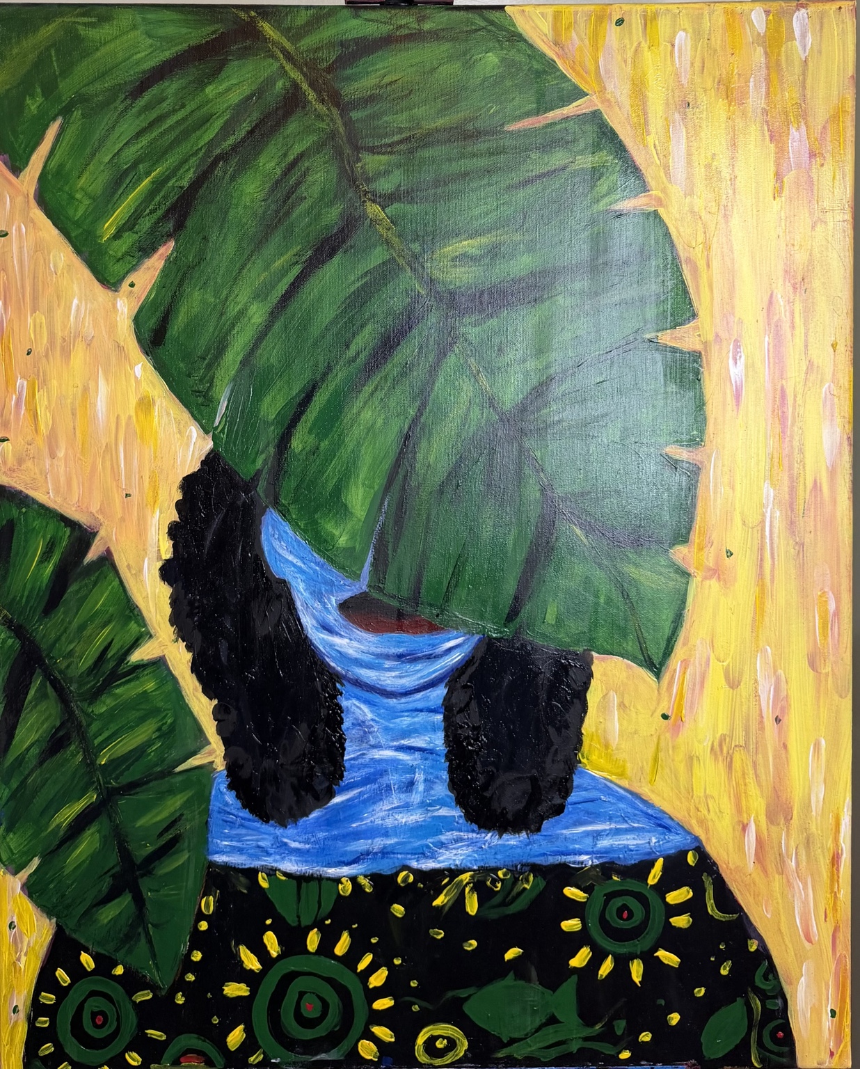 She Carries the Tide, acrylic painting commission by Immanuel Obani